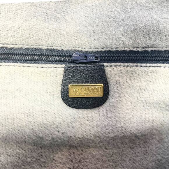 Gucci Bag Shoulder Tote Purse GG Guccissima Monogram Black Grey Leather Canvas - Picture 9 of 11